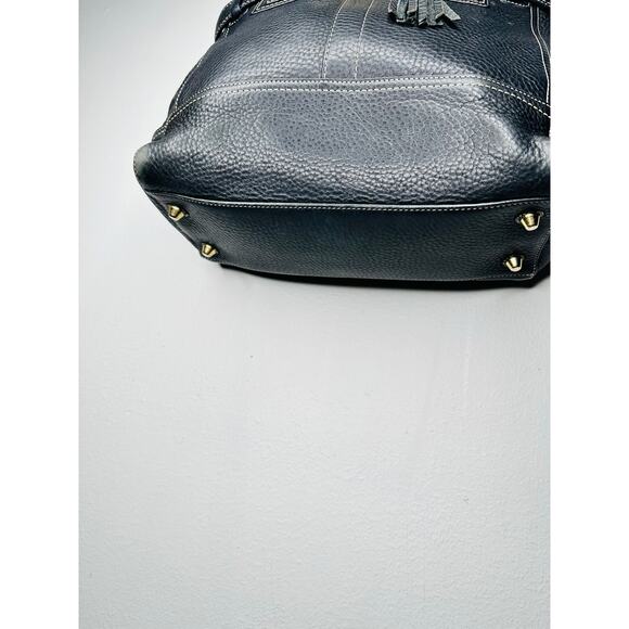 COACH Black Hampton Vintage Pebbled Leather Satchel Handbag Purse - Picture 6 of 14